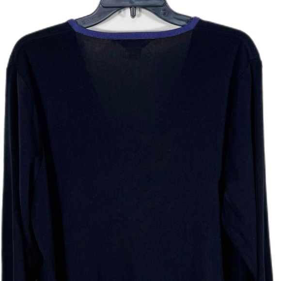 Exclusively Misook Vintage Striped Button Front Knit Cardigan 1X Purple Black - Picture 5 of 9